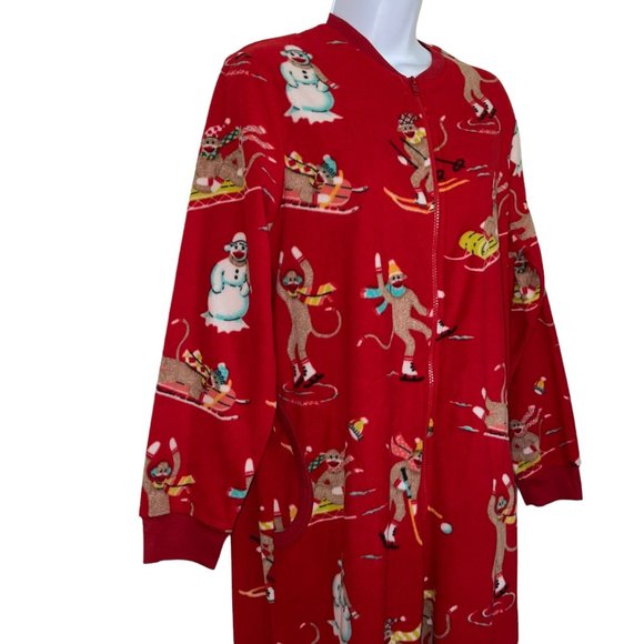 NWT Nick & Nora Sock Monkey Pajamas Womens M Footless Unionsuit PJs Costume Snow - Picture 5 of 10